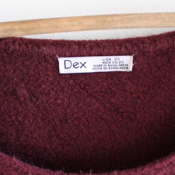 Dex Preowned Plus Size Maroon Tunic Top 2X - Picture 3 of 5